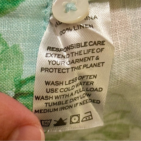 Hill House The Laura Dress Blue Roses Floral 100% Linen Button Down Large - Picture 7 of 10